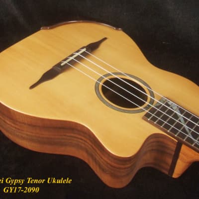 ON SALE - Bruce Wei Solid Curly Walnut Gypsy Tenor Ukulele, Coconut Inlay GY17-2090 image 6