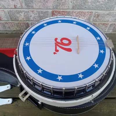 Vintage 1976 Harmony Spirit of '76 Bicentennial 5-String Banjo w/ Case, Ace-Style Flag Strap! for sale