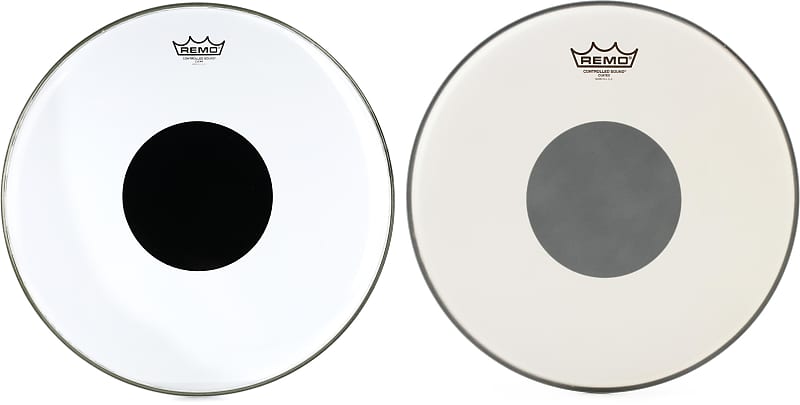 Remo Controlled Sound Clear Drumhead - 18 inch - with Black Dot  Bundle with Remo Controlled Sound Coated Drumhead - 14 inch - with Black Dot image 1