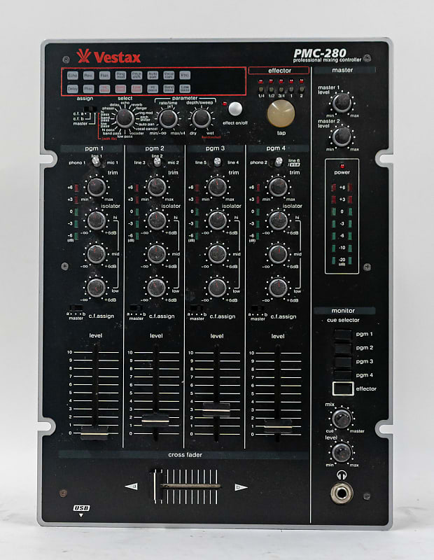 Vestax PMC-280 4-Channel DJ Mixer w/ DSP Multi-Effects with Power Supply