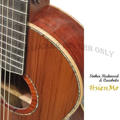 Hsien Mo all solid Sinker Redwood & cocobolo F body Acoustic Guitar (custom made) image 7