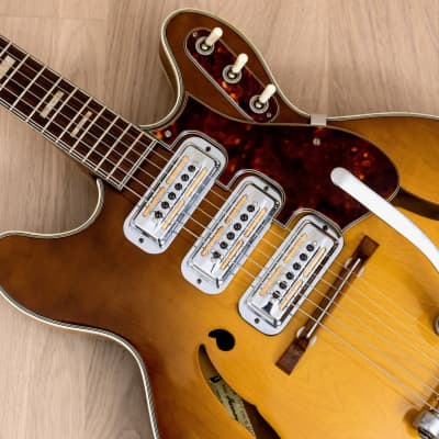 1966 Harmony H76 Vintage Electric Guitar 100% Original w/ DeArmond Gold Foils, Bigsby B3 & Case image 9