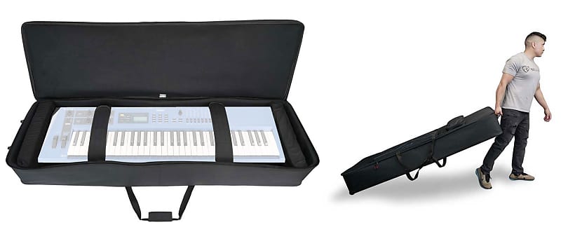 Rockville 61 Key Keyboard Case w/ Wheels+Trolley Handle For Yamaha MX61 image 1