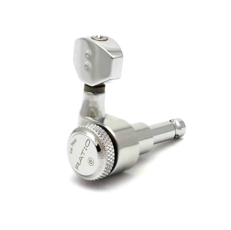 Graph Tech Ratio Locking Tuned Machine Heads - Electric 6 In Line Contemporary Mini Chrome 2 Pin image 1