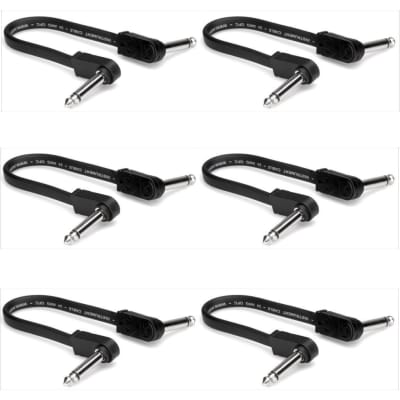 Hosa CFP-606 Right-Angle Flat Guitar Pedalboard Patch Cable - 6" (6-Pack)