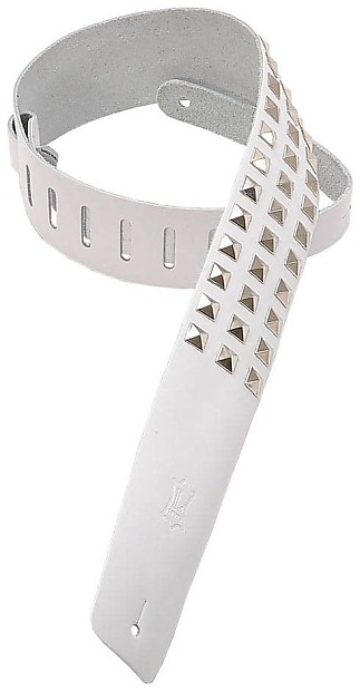 Levy's M1SD-WHT 2.5" Leather Guitar/Bass Strap with Studs-White image 1