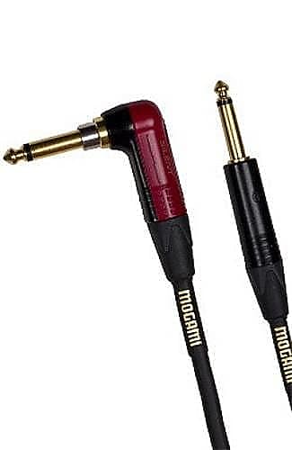 Mogami Gold INST Silent R-25 Guitar Instrument Cable, 1/4" TS Male Plugs, Gold Contacts, Right Angle silentPLUG to Straight Connectors, 25 Foot image 1