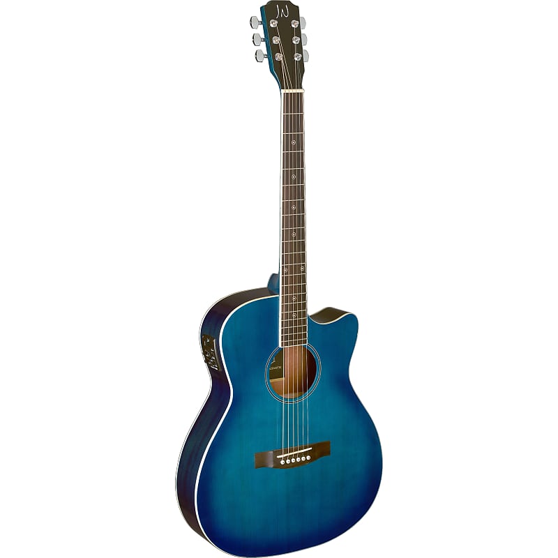 J.N Guitars Bessie BES-ACE Transparent Blue Burst acoustic guitar image 1