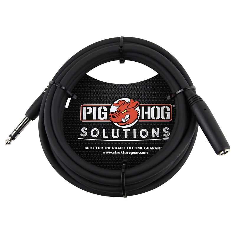 Pig Hog  Solutions 10-foot TRS/Headphone Extension Cable, 1/4" TRS(M)-1/4"TRS(F) (PHX14-10) image 1