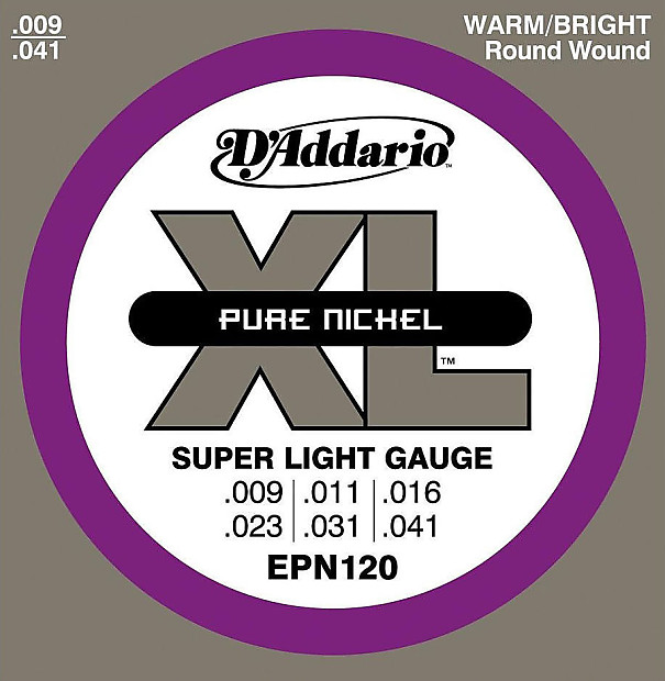 D'Addario EPN120 Pure Nickel Electric Guitar Strings Super Light 9-41 Standard image 1