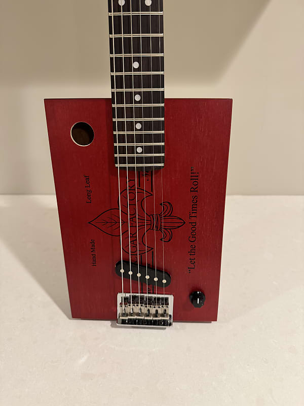 New Orleans 6 String Cigar Box Guitar #2 - Red - Stacked Humbucker - Video image 1