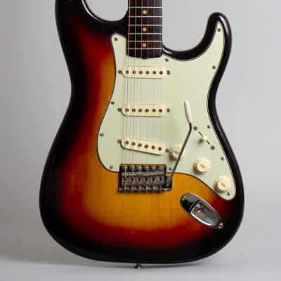 Fender  Stratocaster Solid Body Electric Guitar (1963), ser. #L20428, blonde tolex hard shell case. image 3