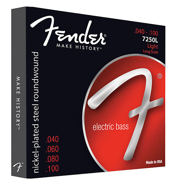 Fender 7250 Bass Strings, Nickel Plated Steel, Long Scale, 7250L .040-.100 Gauges, (4) 2016 image 1