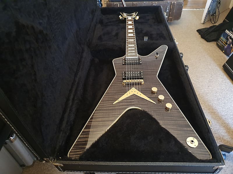 RARE Dean Limited Edition Black Gold ML Trans Black AAA Flame | Reverb