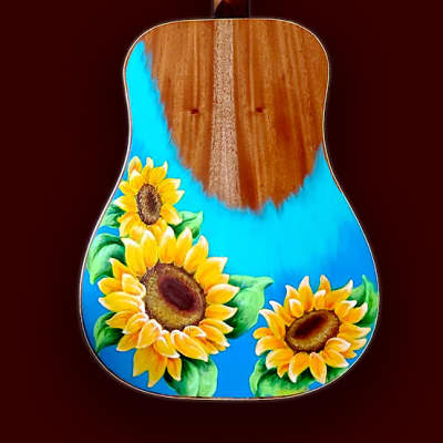 Blueberry Handmade Acoustic Guitar Hand-painted by Ukrainian Artist Valeriya Khomar image 3