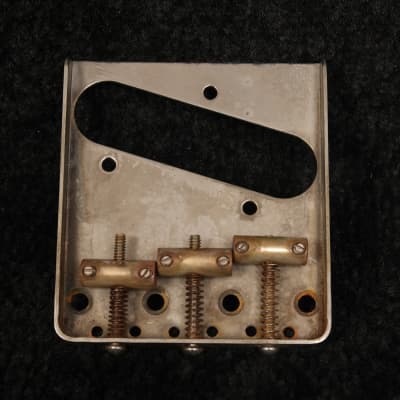Telecaster Tele Bridge Plate Nickel plated Aged Relic with 1950's 50’s Brass saddles image 1