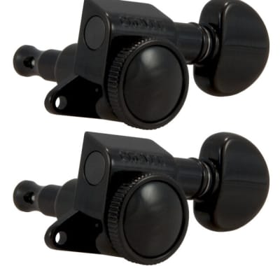 Grover 505BC6 Mini Roto-Grip Locking Rotomatics - Guitar Machine Heads, 6-in-Line, Bass Side (Left) - Black Chrome image 1