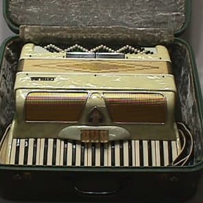 Italian Made Accordion Catalina 120 Bass & Five Stops 1960's Mother of Pearl & Gold Ready to Play image 1