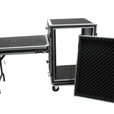 OSP SC16U-20SL 16 Space ATA Amp Rack w/Casters and Attached Utility Table image 4