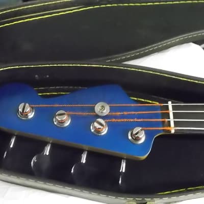Partscaster Bass Bass 4 String Custom w/ F-Hole 2016 Blue/Cream 2-tone image 3