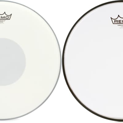 Remo Emperor X Coated Drumhead - 14 inch - with Black Dot  Bundle with Remo Ambassador Clear Drumhead - 12 inch image 1