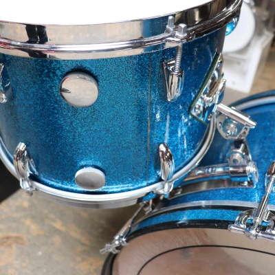 Gretsch Broadcaster 3pc Drum Set Kit Blue Sparkle Vintage 1950's 22/13/16" image 9