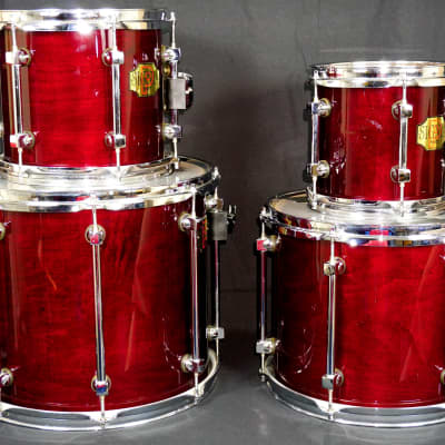 Premier Signia Cherrywood Drums - 5 piece - 4 toms, 1 kick - with 8" and 15" rare toms 90s  CLEAN! image 8