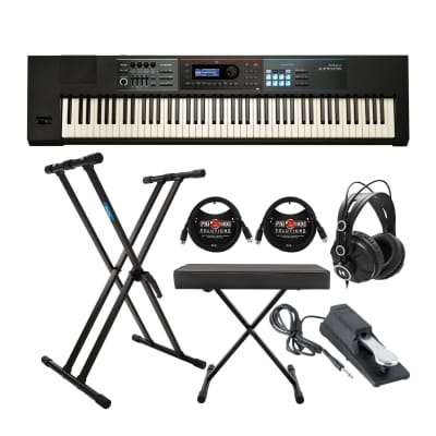 Roland JUNO-DS 88-Key Keyboard Synthesizer with Stand, Bench, Headphones, Sustain Pedal, and MIDI Cables (7 Items)
