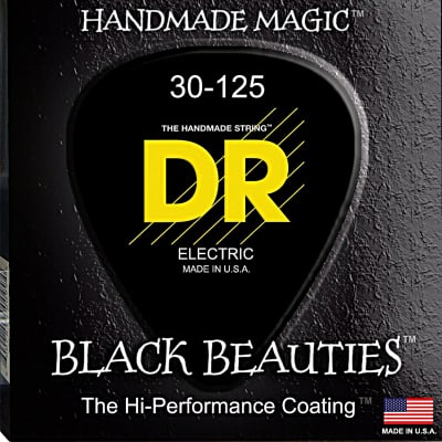 DR Strings BKB6-30 6 string Black Beauties Black Coated Bass Guitar Strings 30-125 MED Black image 1
