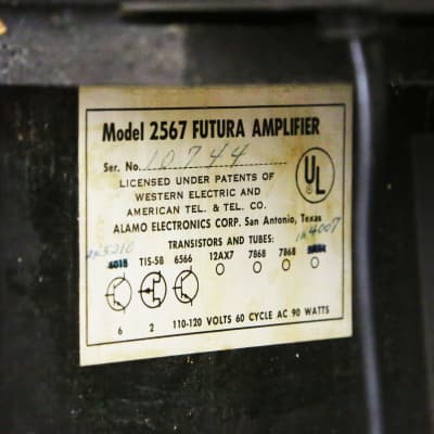 1974 Alamo Futura Reverb Model 2567 Amplifier Black Tube Amplifier 2x12 Combo Rare Hybrid Guitar Amp w/ Reverb Tremolo Effects image 18