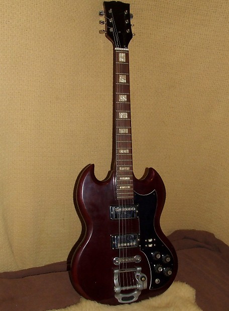 Vintage Global SG Copy Model 4090 MIJ or MIK Late 1960 s Dark Brown Japan Electric guitar Bigsby
