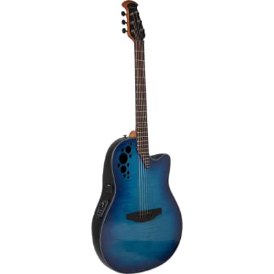 Ovation E-Acoustic Guitar Celebrity Elite Plus Mid Cutaway - Blue Flamed Maple image 2