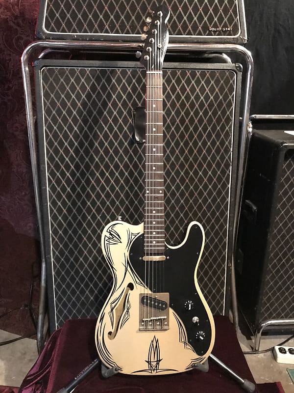 Tele Thinline Inspired 2010's - No Name - Dark Gold - Pinstriping - Rockabilly Inspired - Sounds Great - Make An Offer - Holiday Haggle Season ! image 1