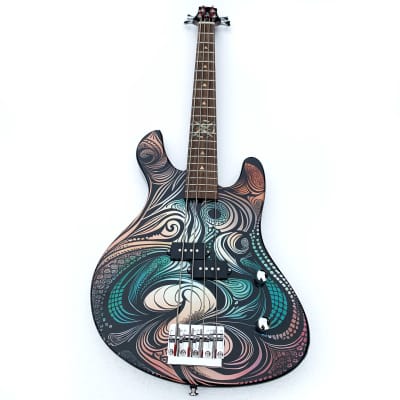Lindo Sahara Electric Bass Guitar (30" Short Scale) | Nautical Star 12th Fret Inlay - Graphic Art Finish | 20th Anniversary Special Edition image 10