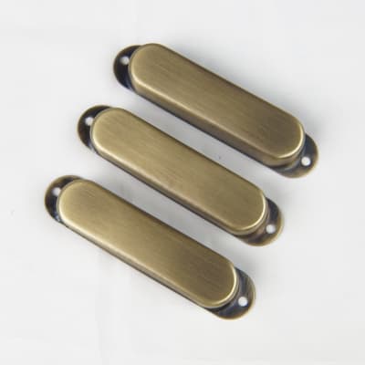 3x Metal Strat Style Single Coil Guitar Pickup Cover, No hole, Brass