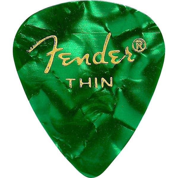 Fender 351 Shape Premium Celluloid Picks 12 Pack Green Moto Thin image 1