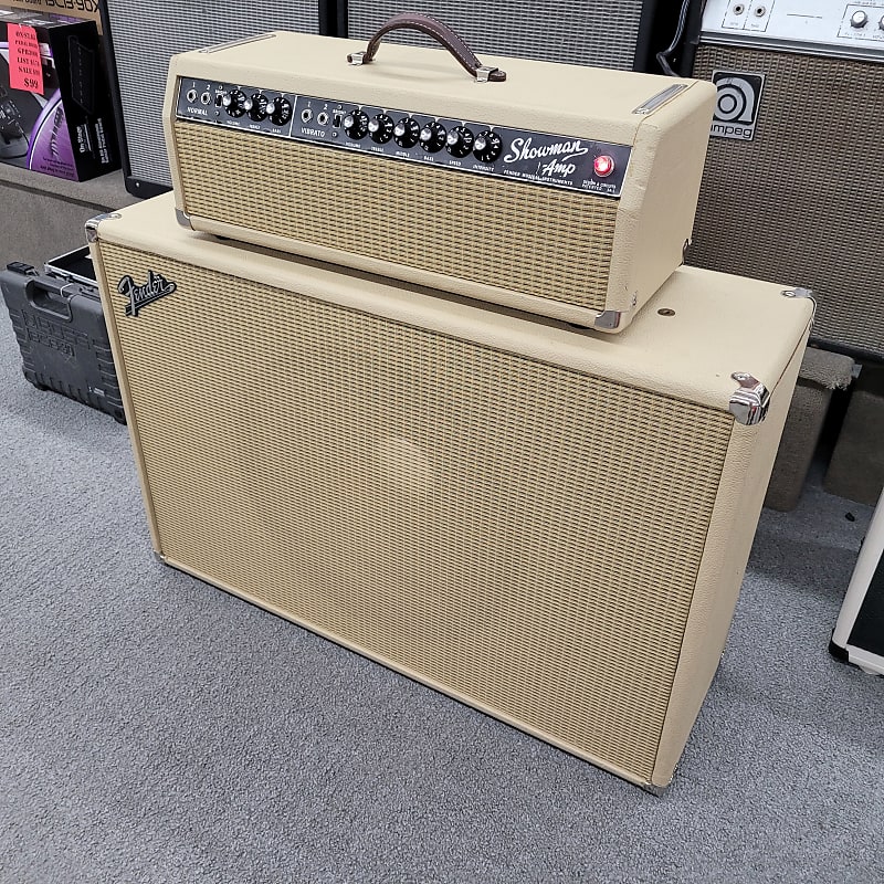 Fender Blackface Piggyback Showman with 85 watt 2 channel Head and 1x15 Cab 1967 - Blonde image 1