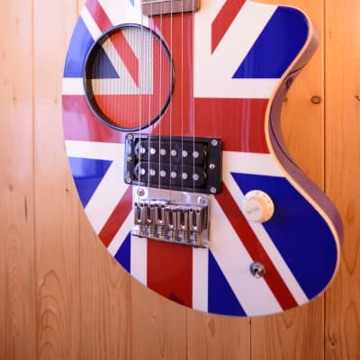 Rare Fernandes  ZO-3 Japan,  Travel guitar w/built in Amp ,   U.K. Union Flag finish ! for sale