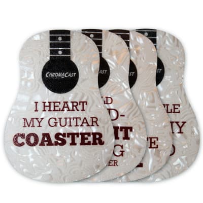 ChromaCast Dreadnought Guitar Shaped Drink Coasters: 4 Pack image 1