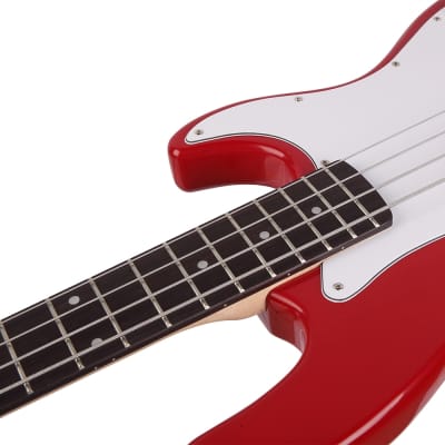 New Glarry GP Electric Bass Guitar Red w/ 20W Amplifier image 4