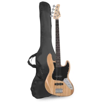 Glarry Burlywood GJazz Electric Bass Guitar Black pickguard for sale