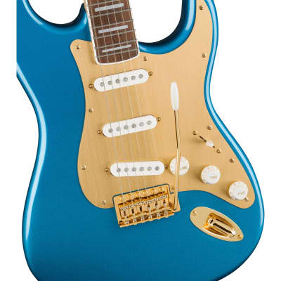 Squier (Fender) 40th Anniversary Stratocaster Guitar, Gold Lake Placid Blue image 3