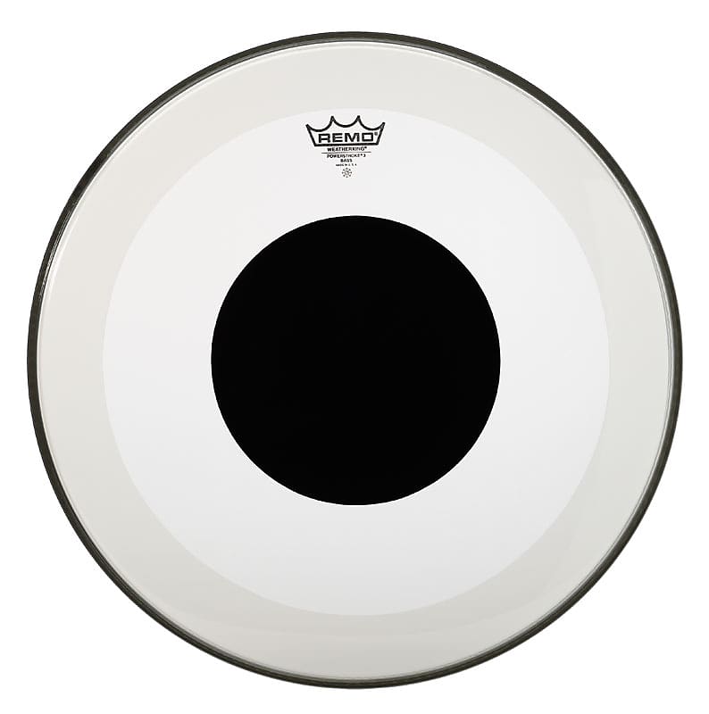 Remo Powerstroke 3 Clear 22-inch Bass Drum Head, Black Dot image 1