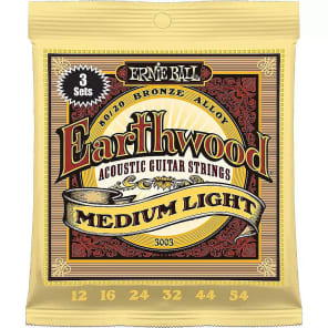 Ernie Ball 3003 Earthwood 80/20 Bronze Medium Light Strings 3-Pack