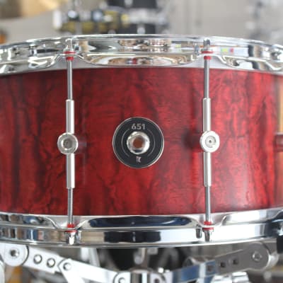 651 Drums Red Waterfall Bubinga 6.5x14" Snare image 1