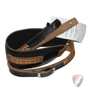 Souldier Vintage Leather Saddle Strap - Plaid - Black image 1
