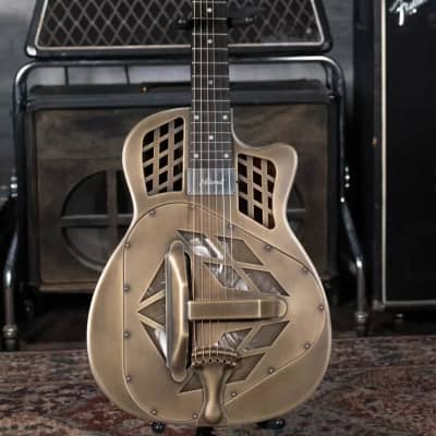 National T-14 Tricone Cutaway, Antique Brass, Slimline Pickup with National Deluxe Hardshell Case image 2