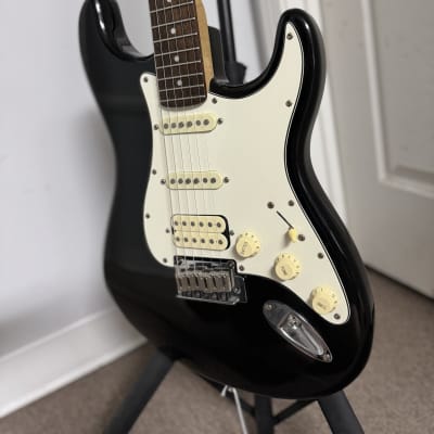 Squier Standard Stratocaster HSS Black and Chrome | Reverb