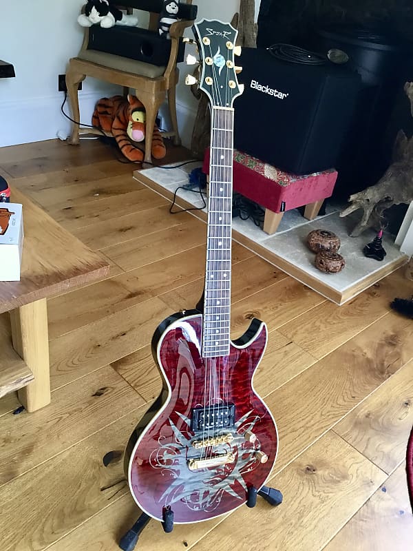 Spear SHL1Q Evil Monkey Electric Guitar. Quilted Maple