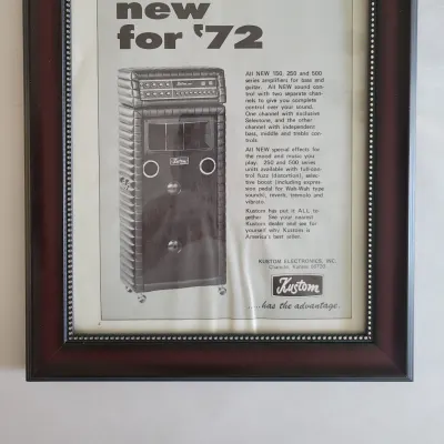 1971 Kustom Amplifiers Promotional Ad Framed Kustom 150, 250 & 500 Tuck N Roll amp Original